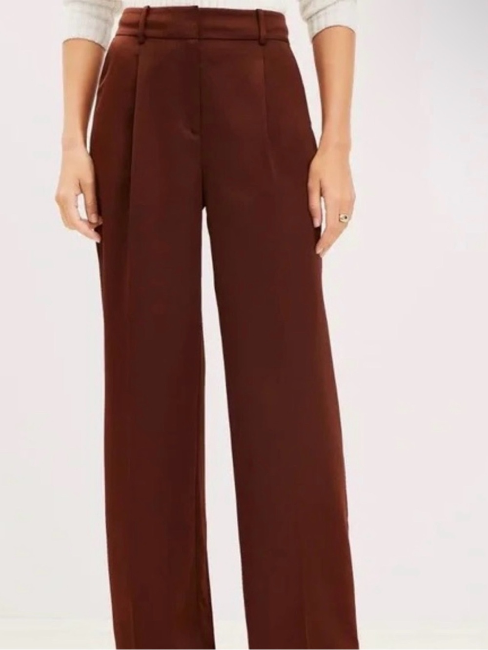 Peyton Wide-Leg High-Rise Pants in Dark Brown
